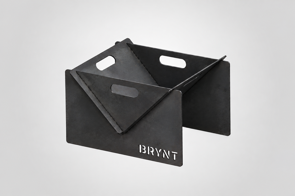 BRYNT Compact flat-pack fire pit in dark steel