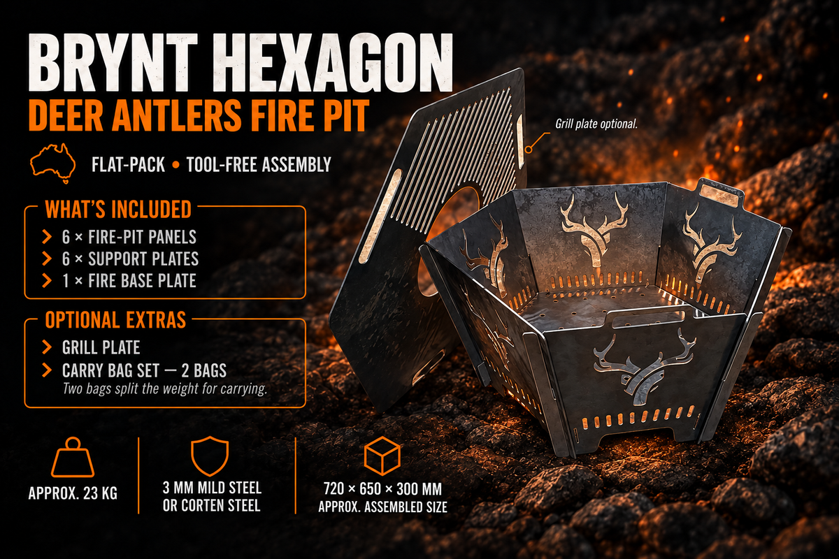 BRYNT Hexagon Deer Antlers Fire Pit