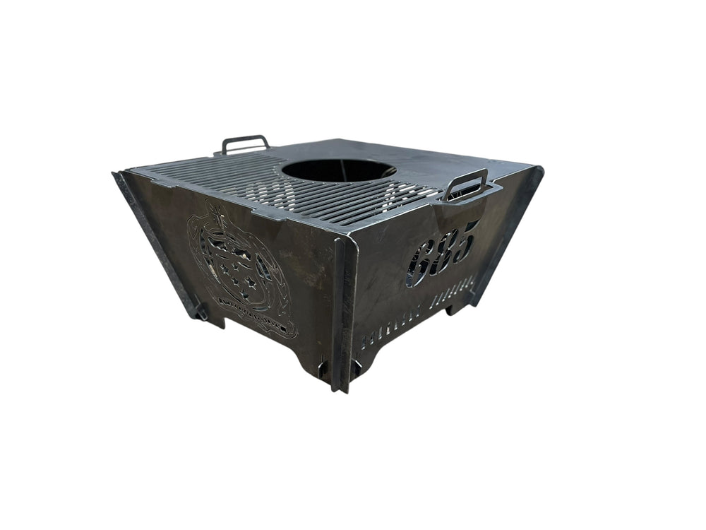 BRYNT fire pit with decorative custom panels