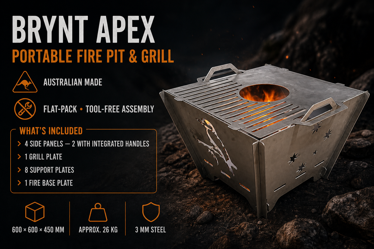 BRYNT APEX fire pit specifications and included components