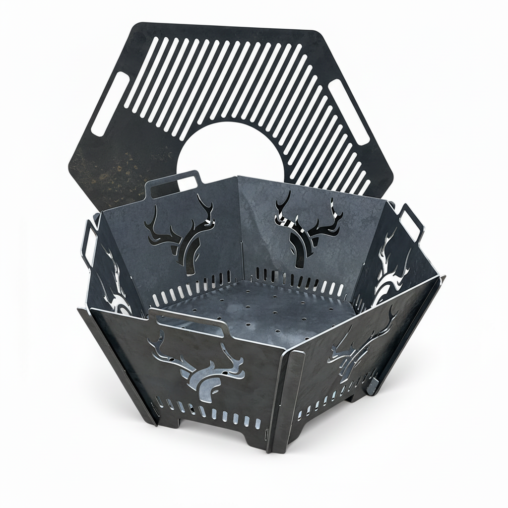 BRYNT Hexagon Deer Antlers Fire Pit