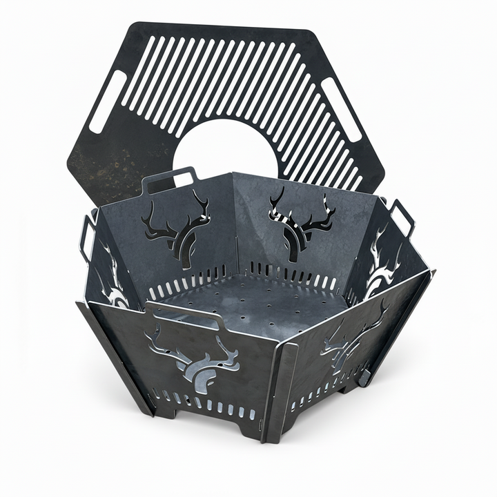 BRYNT Hexagon Deer Antlers Fire Pit